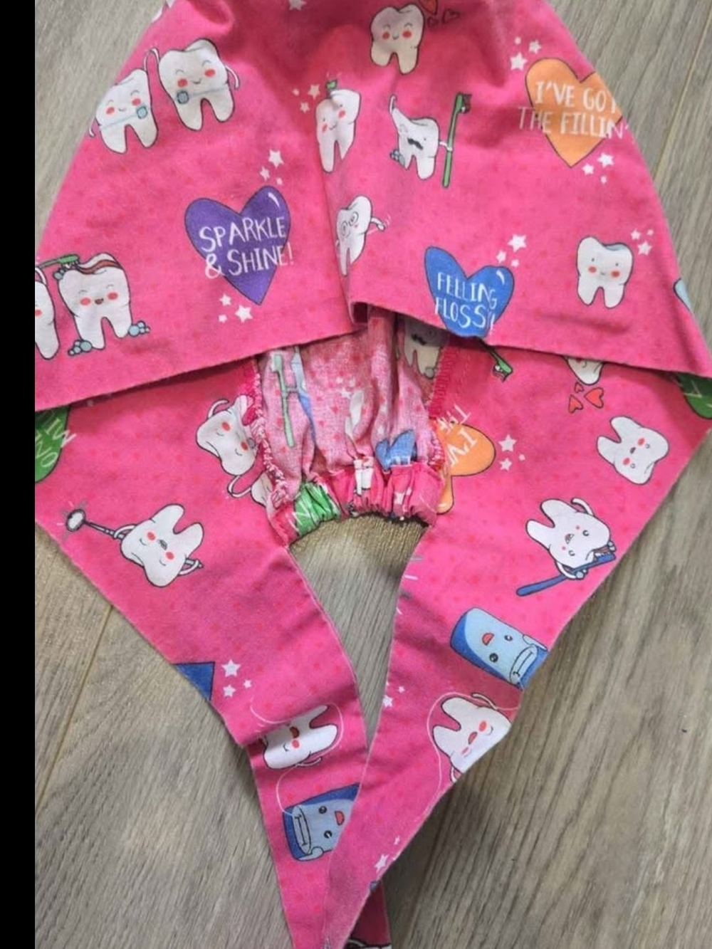 Pink Dental Scrub Cap And Pretty Kitty-